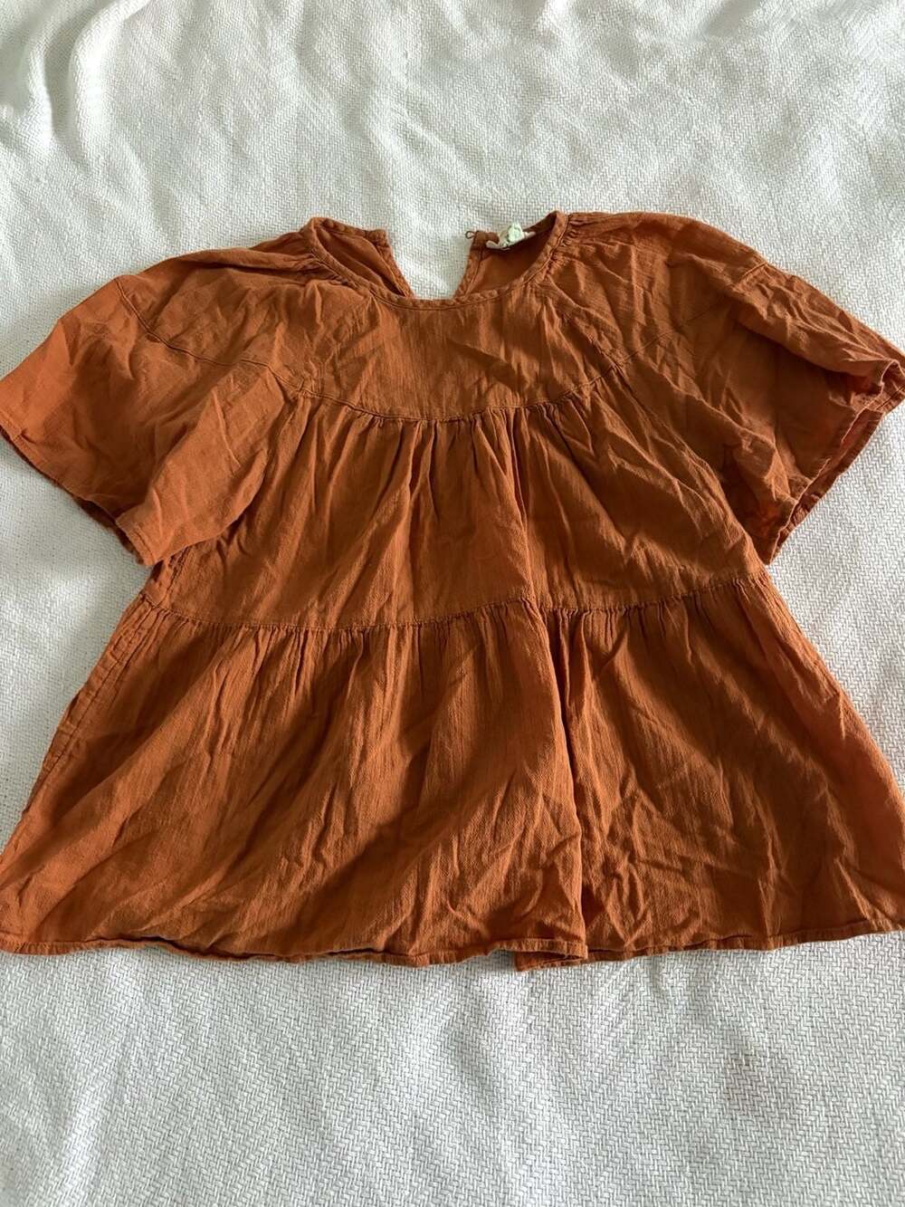 ana a new approach Rust Tiered Babydoll Short Sleeve Top
